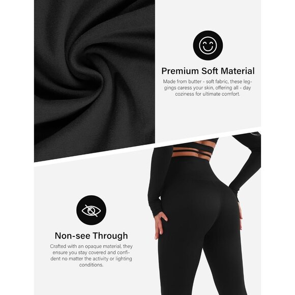 Soft High Waisted Leggings: Non See Through Tummy Control Yoga Red Pants - Picture 5 of 6